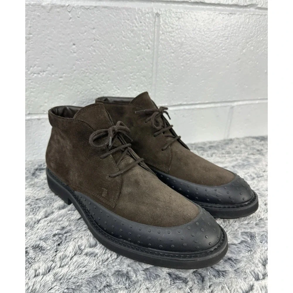 TOD'S Gommini Toe Derby Brown Suede Ankle Desert Boot Made In Italy / Men's 10.5